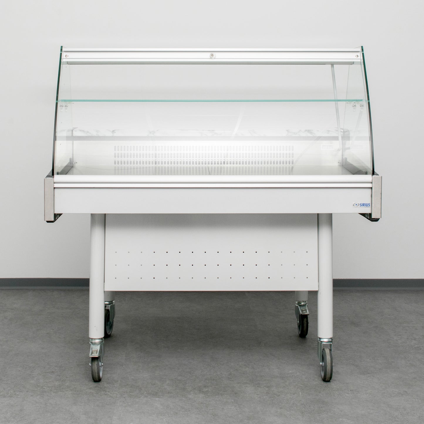 Verkaufsvitrine, fahrbar, Glaseinlegeboden