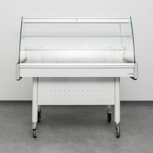 Verkaufsvitrine, fahrbar, Glaseinlegeboden